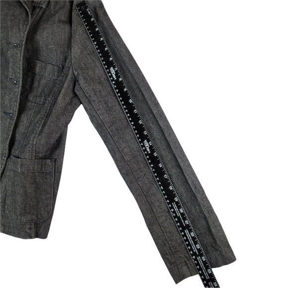 LANDS' END Women's Jean Jacket Size 10 Washed Black Denim - Picture 5 of 7